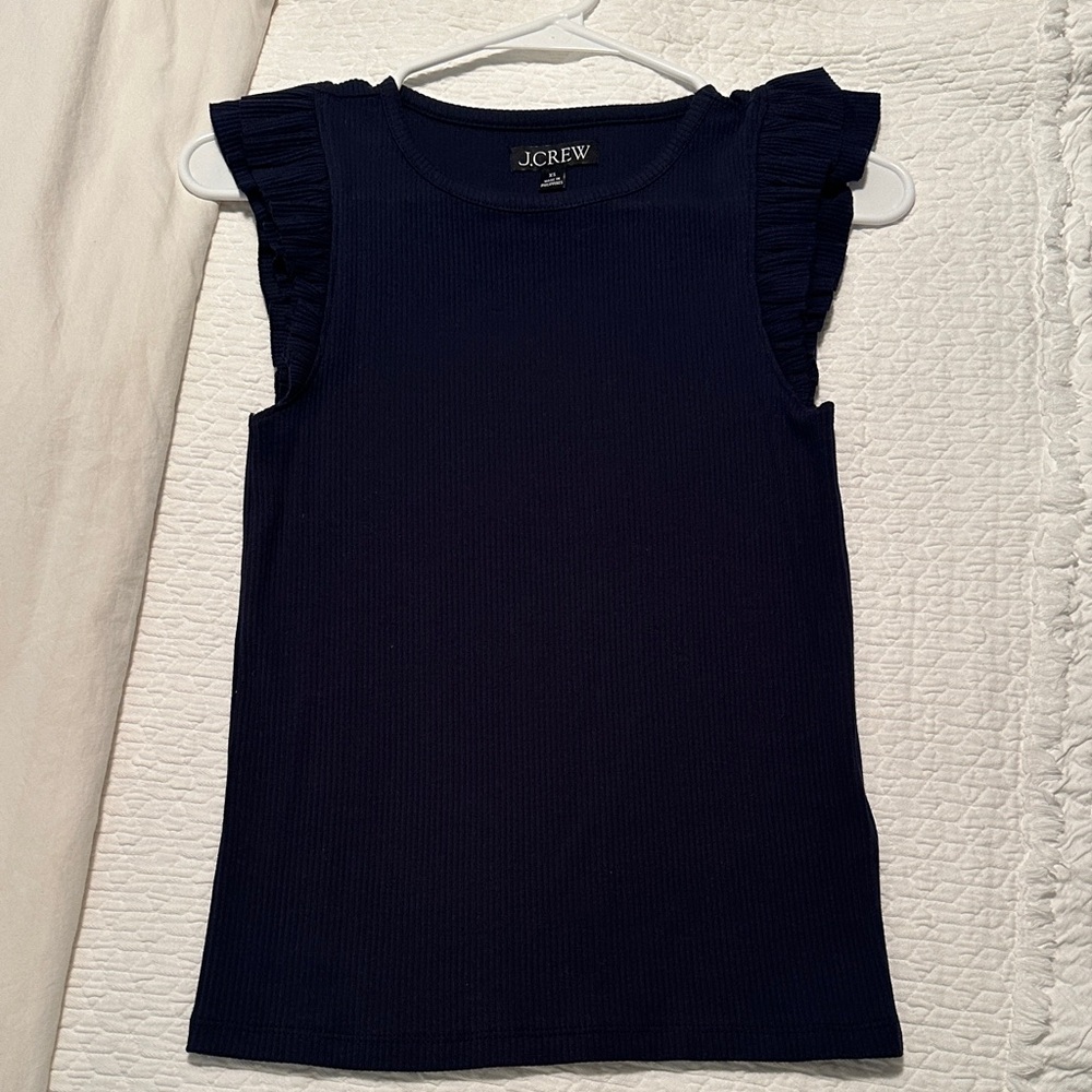 NEVER WORN | J. Crew Navy Ruffle Sleeve Top